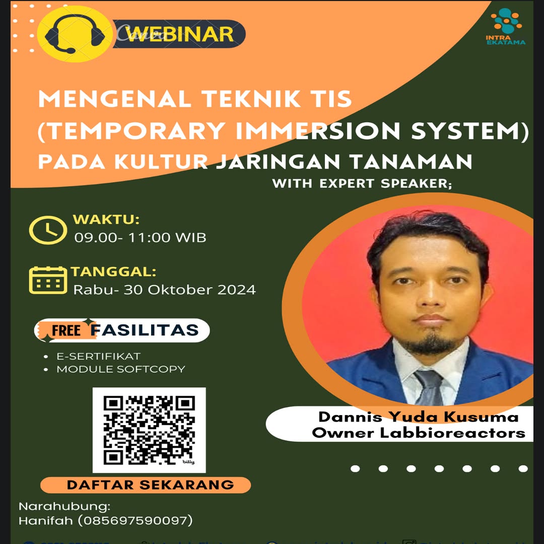 Online Webinar : Mengenal teknologi TIS pada Kultur Jaringan Tanaman