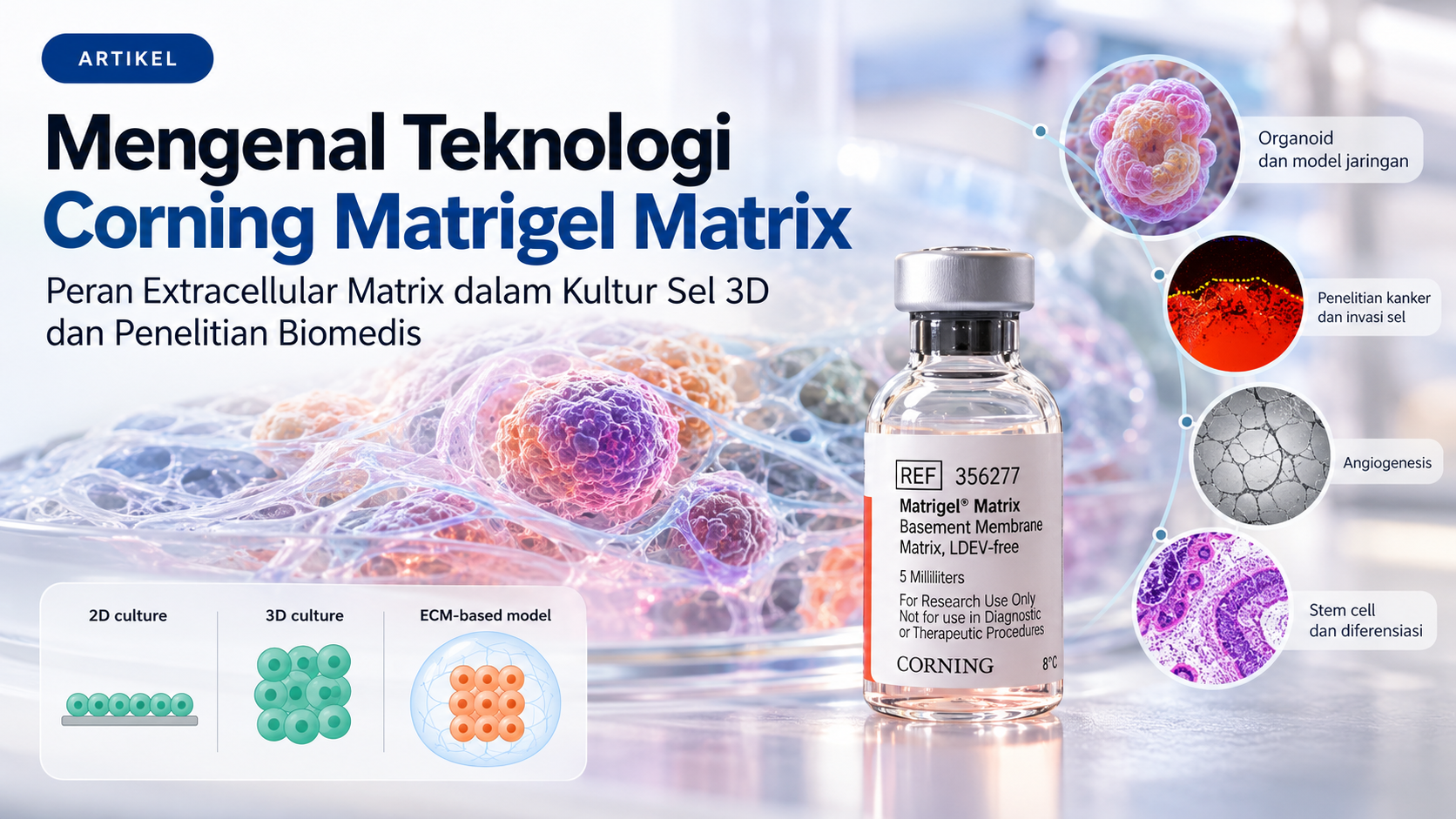Mengenal teknologi Corning Matrigel Matrix untuk kultur sel 3D dan penelitian biomedis