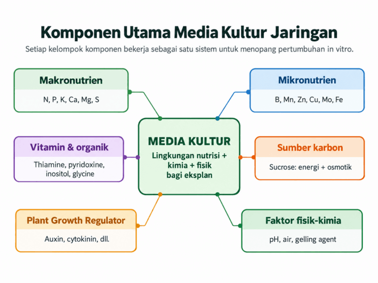Komponen utama media kultur jaringan untuk pertumbuhan tanaman in vitro